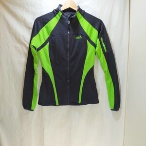 FILA Sport Jogging Jacket, Green/Black, Zipper Front, Pockets, XS